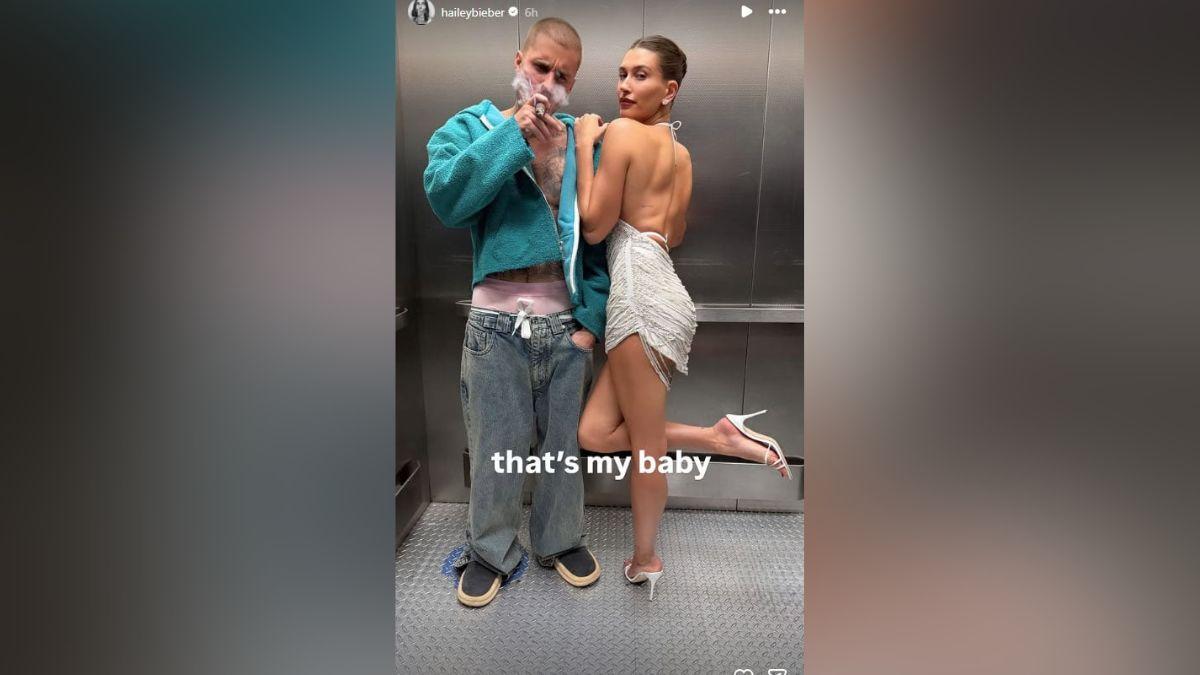 image of Justin Bieber performed 'Yukon' at the 2026 Grammys as Hailey Bieber looked on. 