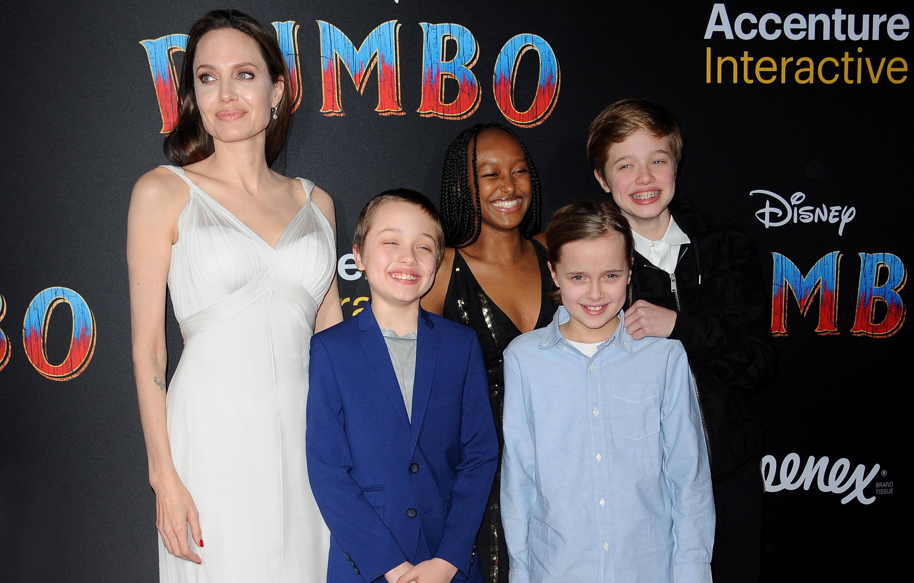 angelina jolie brings children maddox zahara shiloh vivienne knox eternals premiere brad pitt custody war