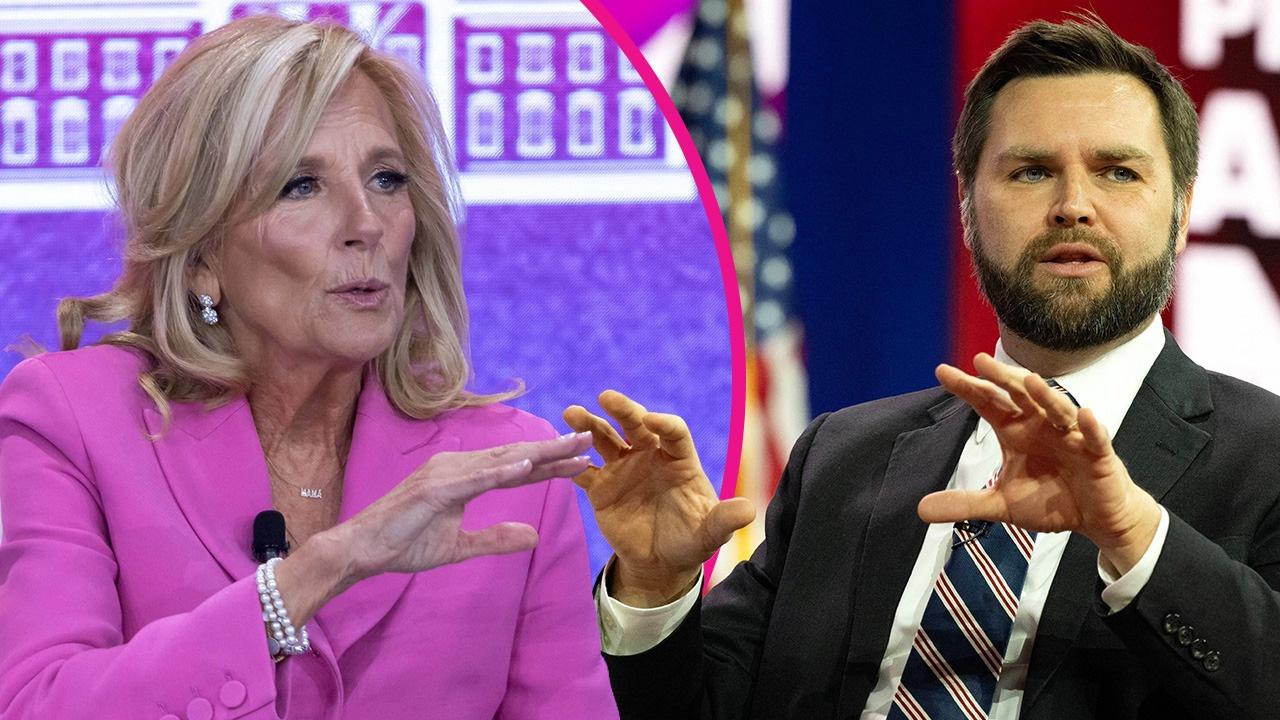 Conmposite photo of Jill Biden and J.D. Vance.