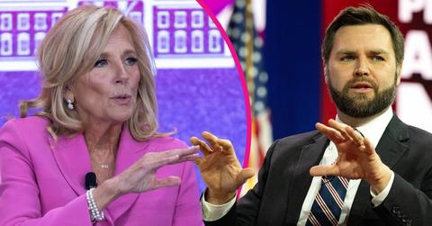 Conmposite photo of Jill Biden and J.D. Vance.