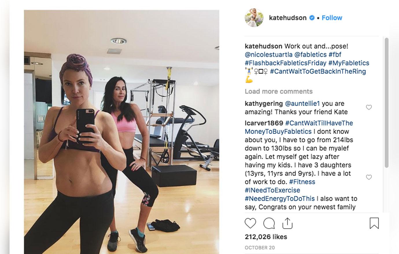 Kate Hudson Shares Workout Photos For Post-Baby Weightloss Plan