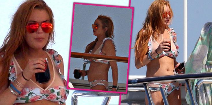 lindsay lohan pregnant bikini