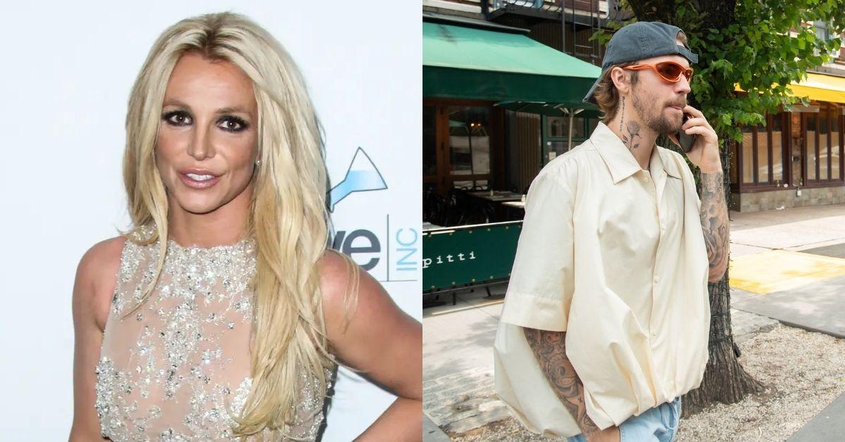 Composite photos of Britney Spears and Justin Bieber