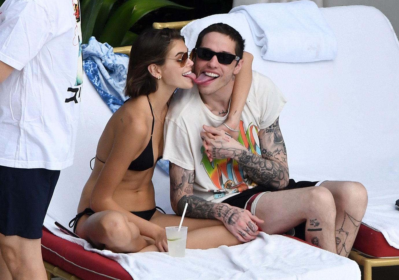 Kaia Gerber And Pete Davidson Kissing By The Pool