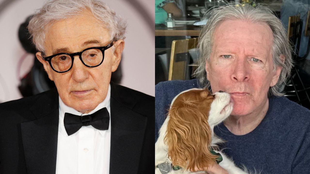 Split image of Woody Allen and Legs McNeil.