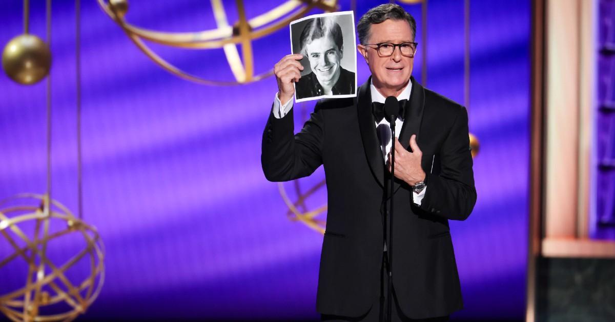 Image of Stephen Colbert jokingly asked if anyone was hiring while presenting at the 2025 Emmys.