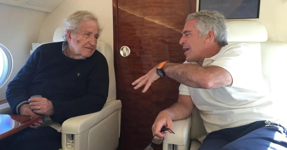 Image of Noam Chomsky hung out with Jeffrey Epstein on a plane.