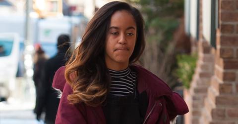 Malia Obama Internship NYC Maroon Coat Long