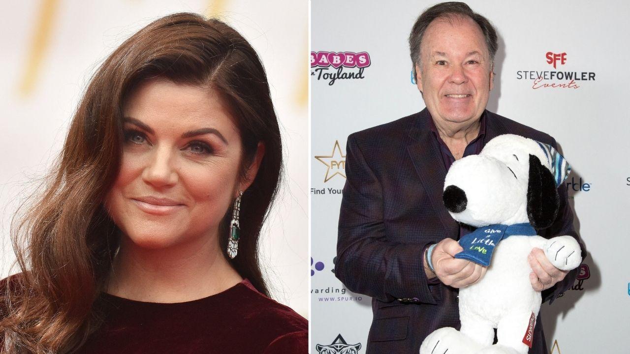 Split photo of Tiffani Thiessen and Dennis Haskins 