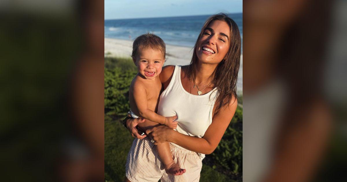 jessie james decker toned body tiny white bikini vacationing kids photo