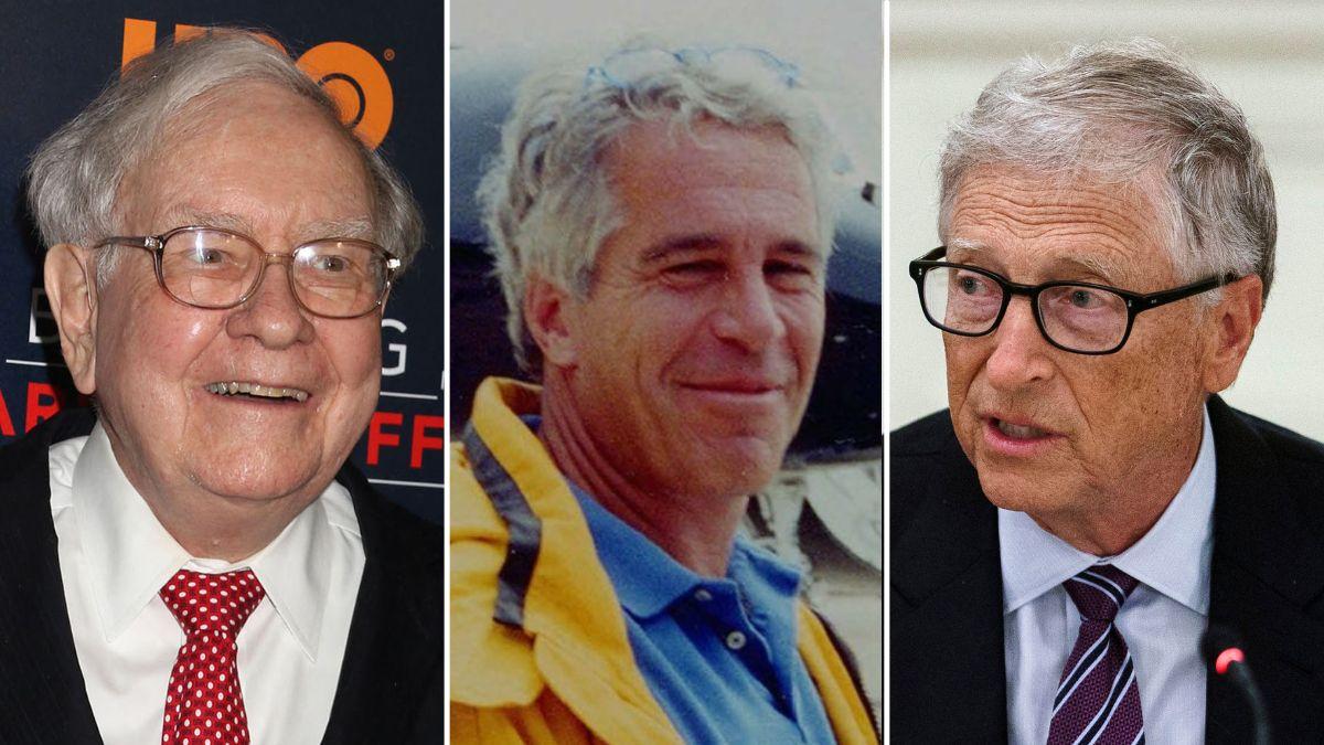 split image of Warren Buffet; Jeffrey Epstein; Bill Gates
