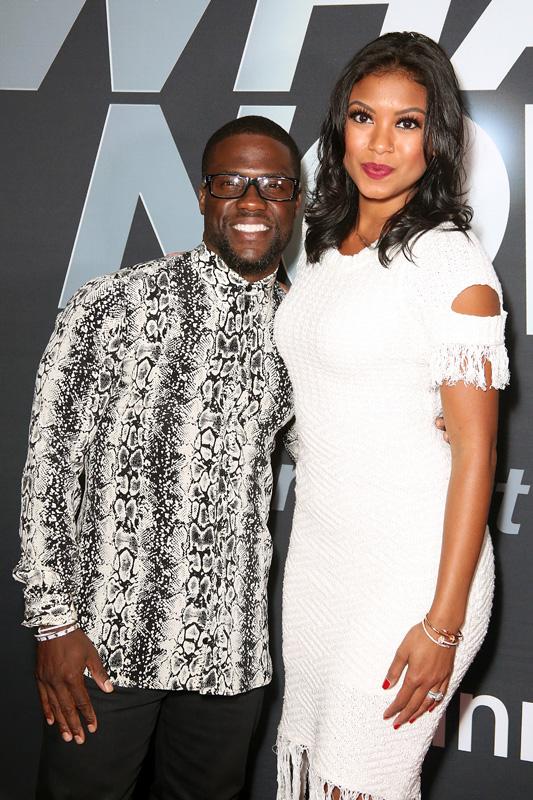 Kevin Hart and wife Eniko Parrish pose at the &#8220;Kevin Hart: What Now?&#8221; movie screening