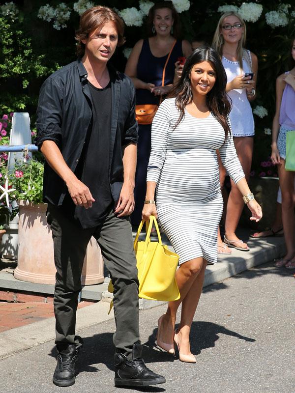 TV personalities Kourtney Kardashian and her sister Khloe Kardashian arrive at The Driver&#8217;s Seat restaurant in Southampton, New York