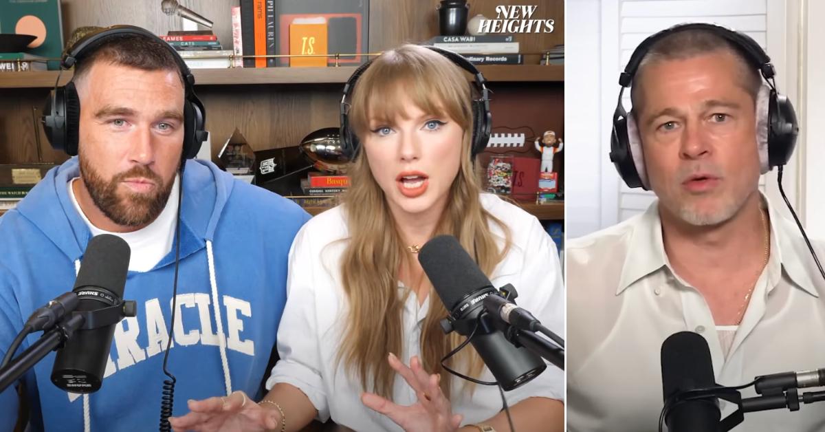 Image of Taylor Swift said seeing Brad Pitt's episode of 'New Heights' made her want to be a guest.