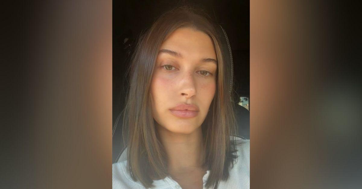 image of The Rhode founder wore a tiny white bralette in one selfie.