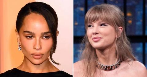 Split photo of Zoë Kravitz and Taylor Swift.