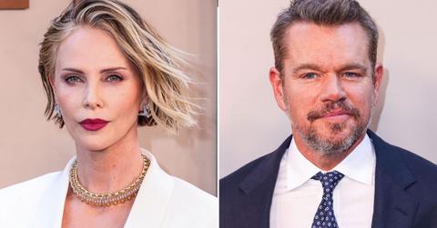 Split photo of Charlize Theron & Matt Damon