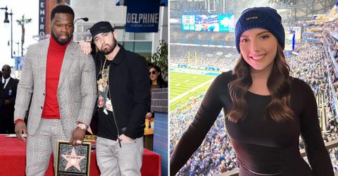 Photo of 50 Cent and Eminem and a picture of Eminem's daughter Hailie Jade.