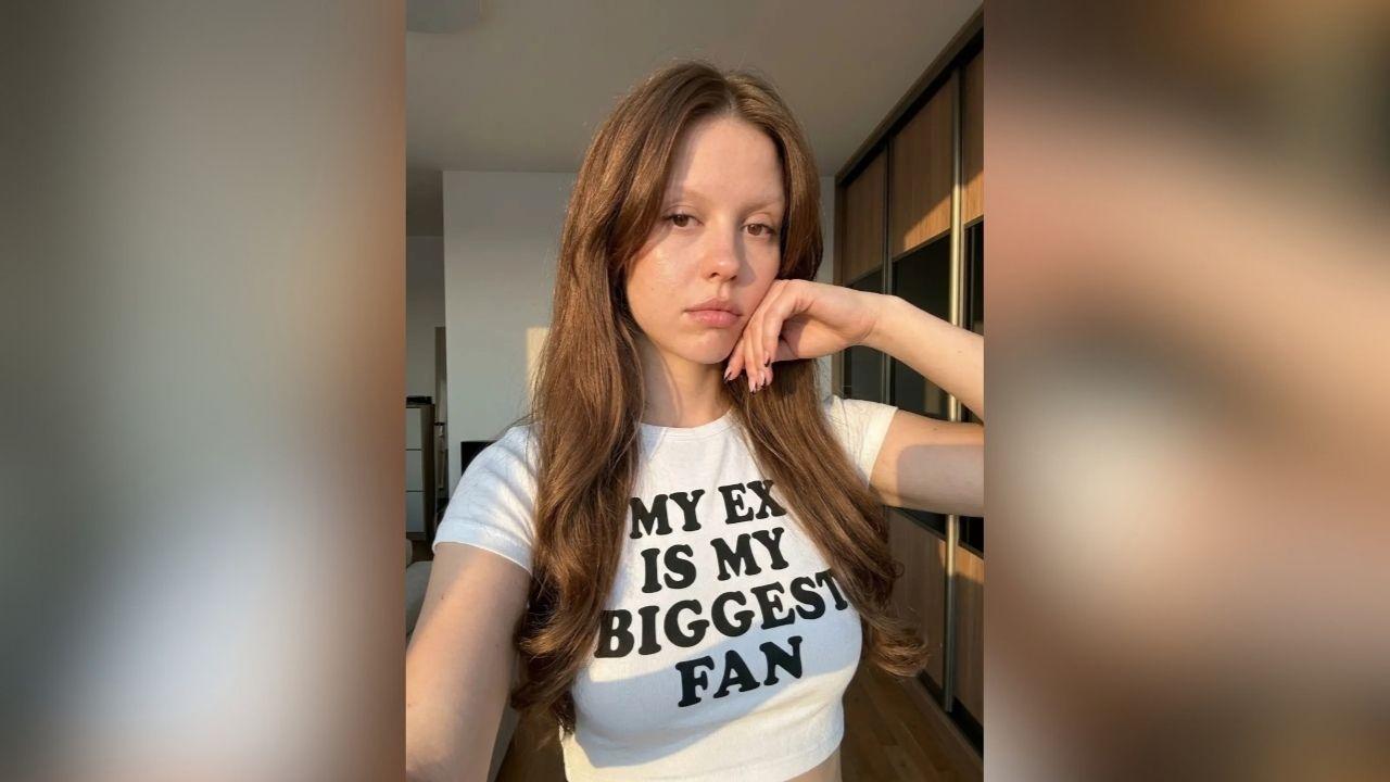 image of Mia Goth shared an Instagram selfie featuring a shirt that read, ‘My ex is my biggest fan,’ shortly after news of her divorce filing emerged.