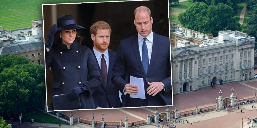 Inset of Kate, Prince Harry, Prince William; Buckingham Palalce: Buckingham Royal Staffer Pleads Guilty To Theft, Sold Stolen Goods For Thousands