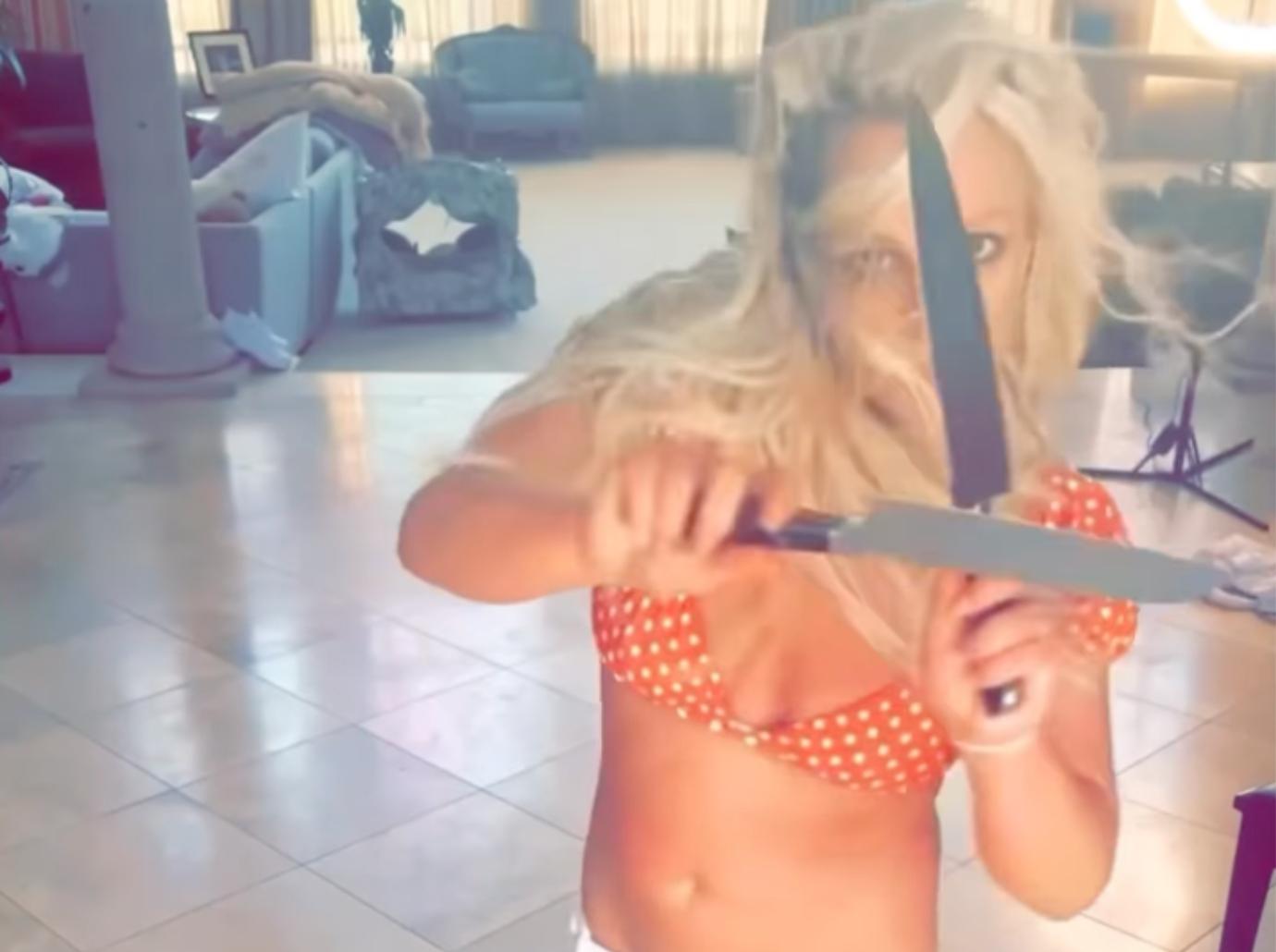 britney spears shades haters posts knife dancing video