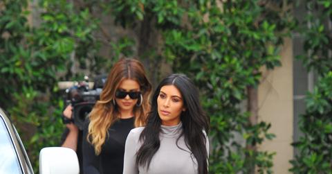 Kim and Khloe Kardashian film scenes for their show at Epione Cosmetic Laser Center in Beverly Hills, California