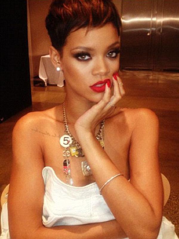 Rihanna in towel