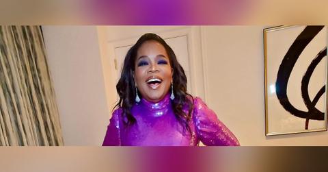 oprah winfrey slim figure sequined purple gown