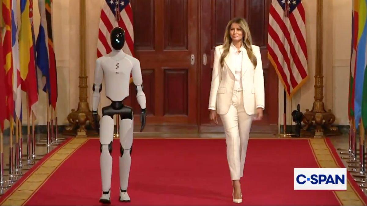 image of Some joked that the robot can likely speak better English than the Slovenian-born U.S. first lady.