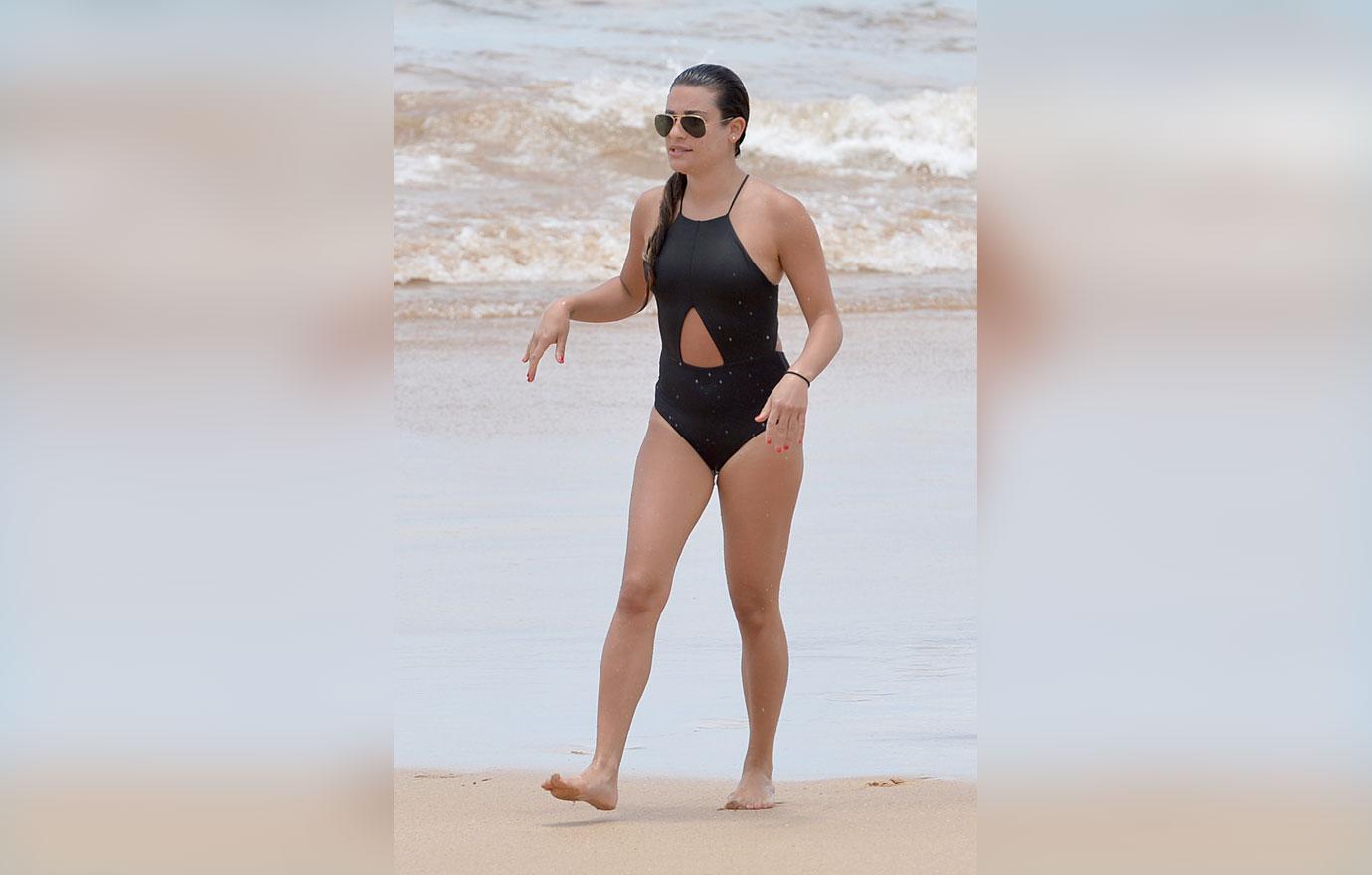 Lea Michele Bathing Suit Sexy Cutouts Photos 06