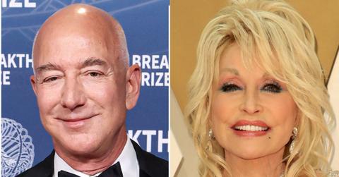 split image of Jeff Bezos and Dolly Parton