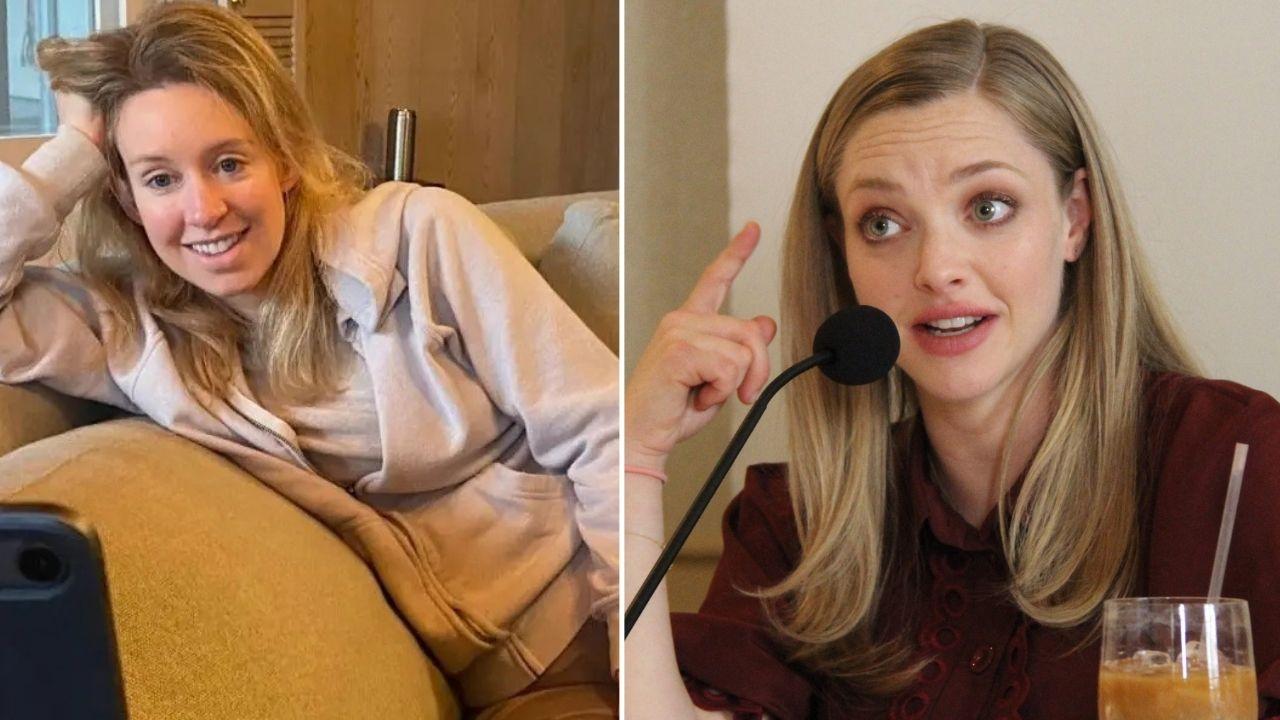 split of Elizabeth Holmes, Amanda Seyfried.