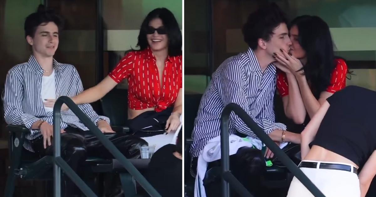 Photos of Timothee Chalamet and Kylie Jenner at the BNP Paribas Indian Wells Open.