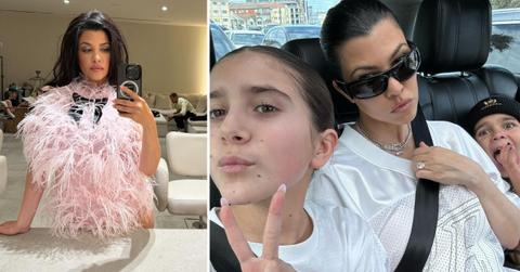 Photo of Kourtney Kardashian and a photo of Kardashian with Reign and Penelope Disick