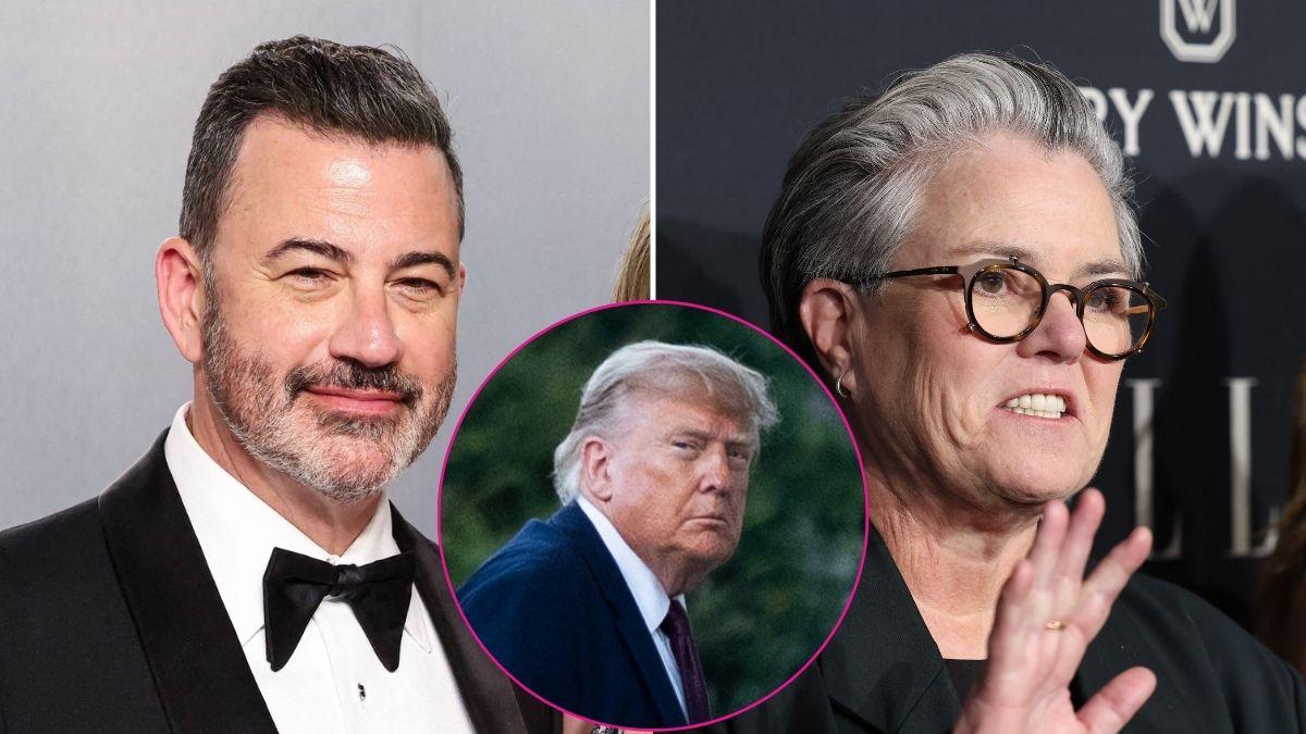 Composite photo of Jimmy Kimmel, Rosie O'Donnell and Donald Trump.