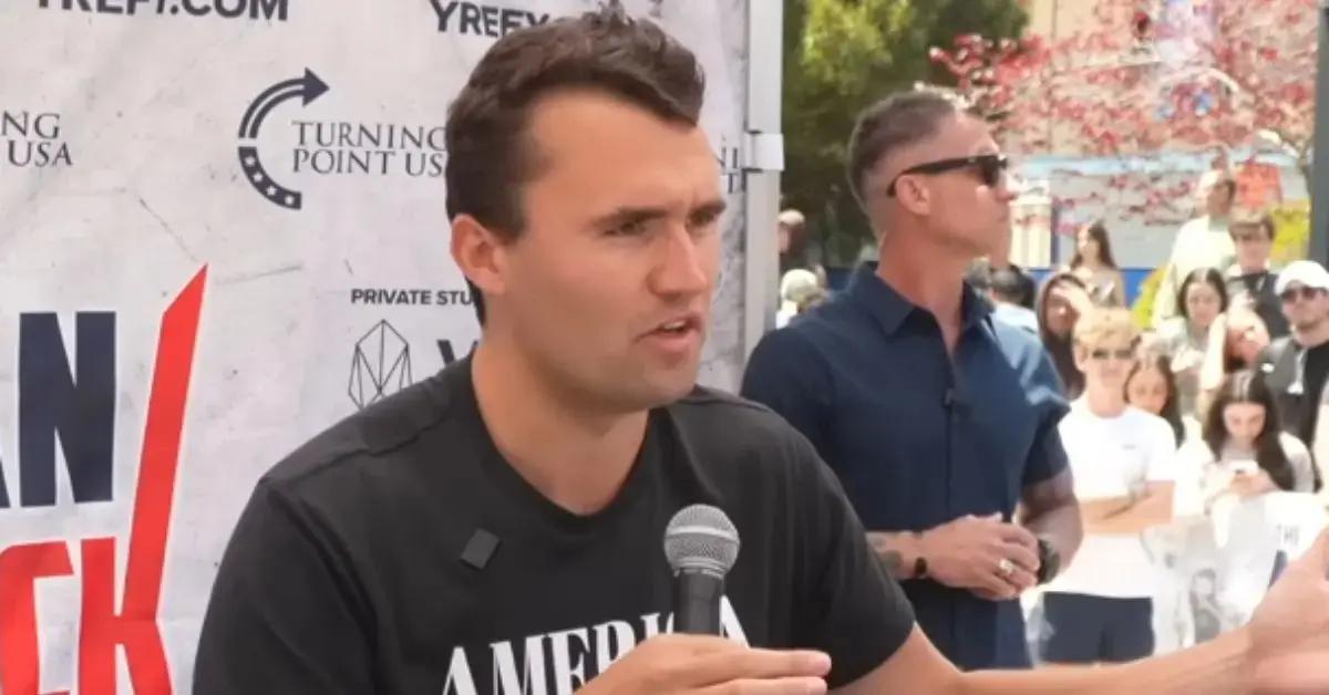 Image of Charlie Kirk was debating about gun violence when he was shot.