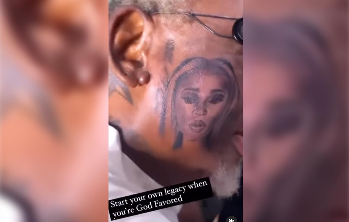 Dennis Rodman Gets Huge Tattoo Of Girlfriend's Face On His Cheek