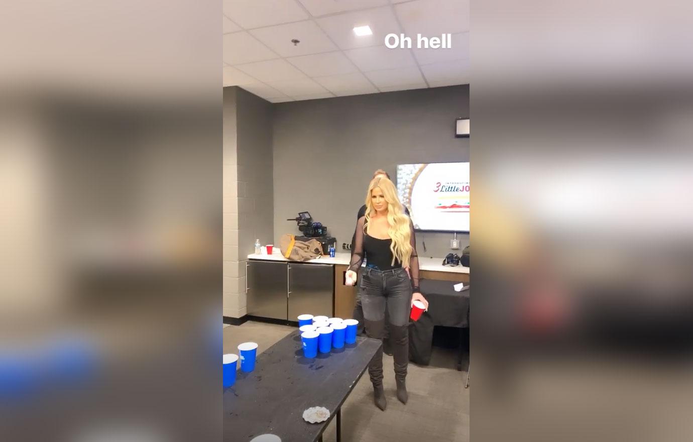 Kim Zolciak & Brielle Biermann Play Beer Pong With Post Malone