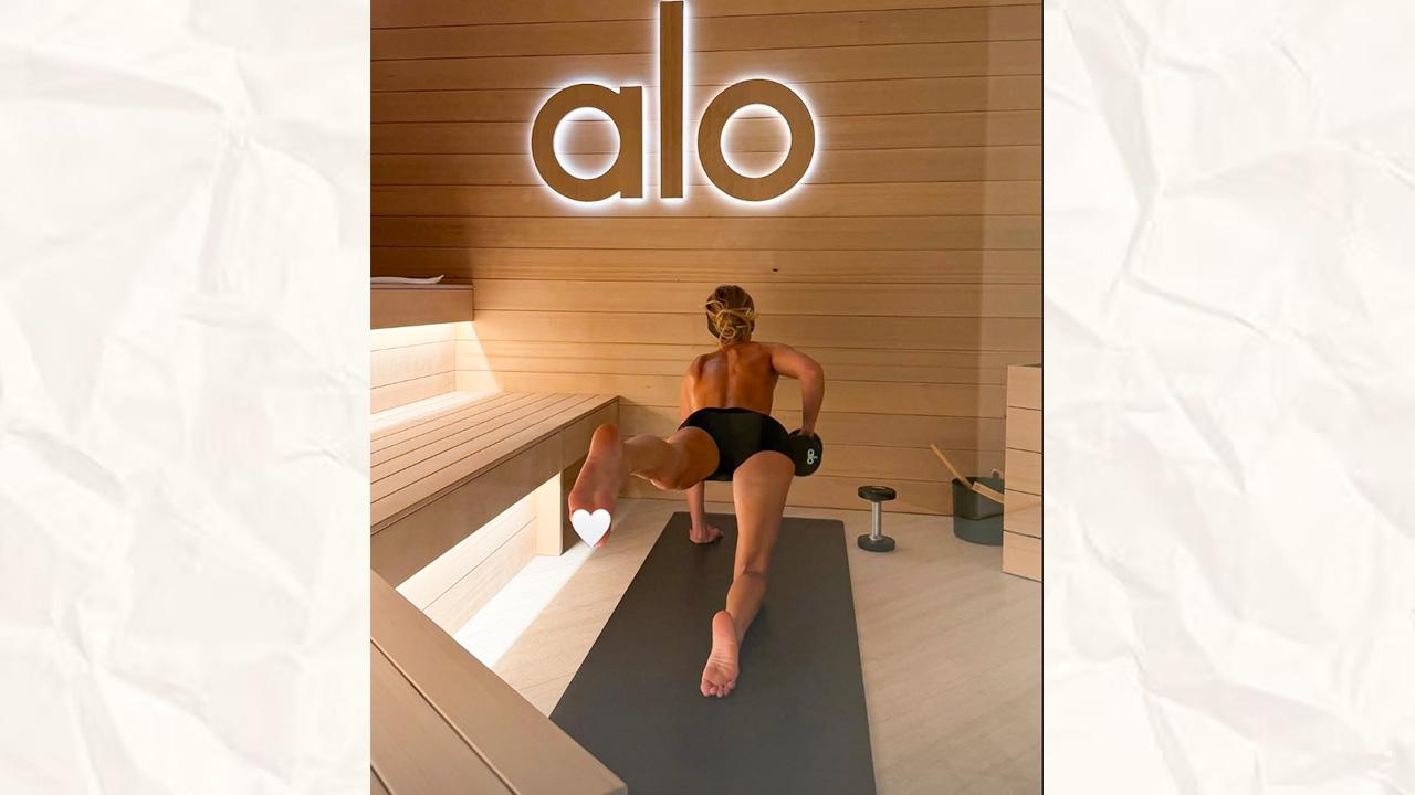 Image of Bella Hadid worked out in a sauna at the ALO gym. 