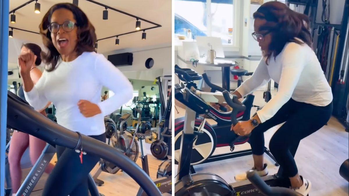 image of The workout included a treadmill, bike, climber and ski machine.