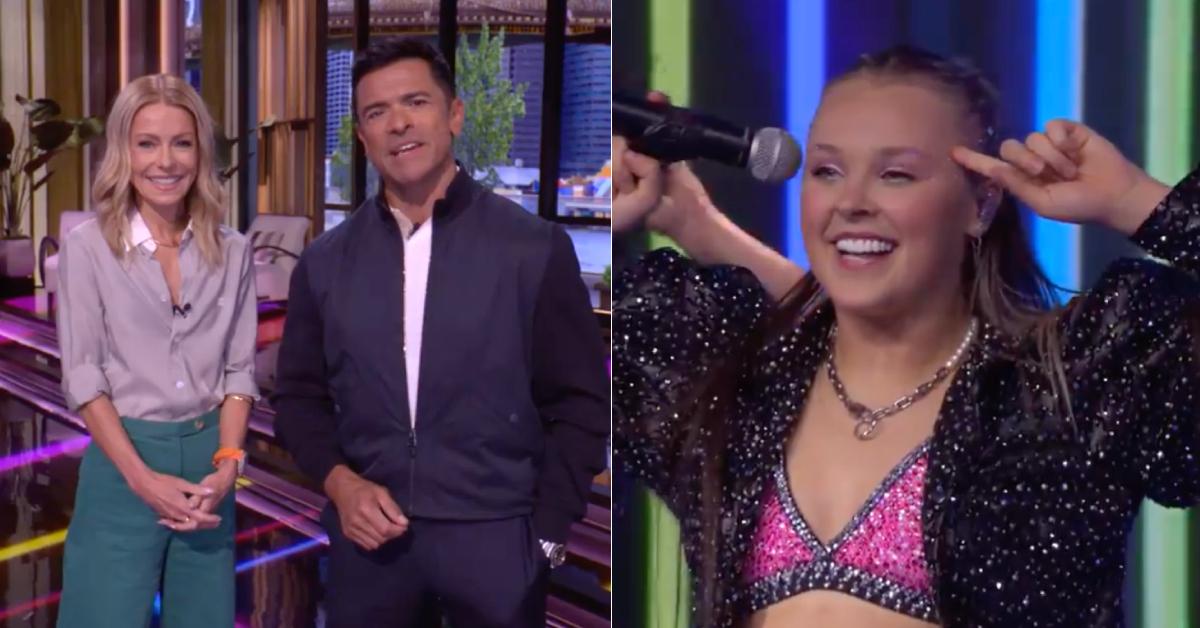 Photo of Kelly Ripa and Mark Consuelos; picture of JoJo Siwa.