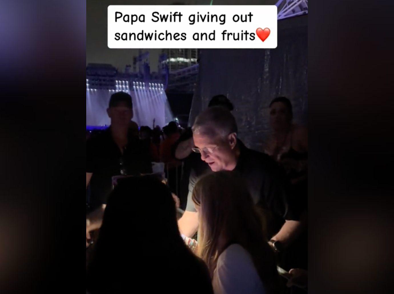 taylor swifts dad hands out sandwiches snacks fans sydney concert watch