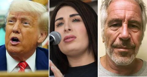 photo of Donald Trump, Laura Loomer and Jeffrey Epstein