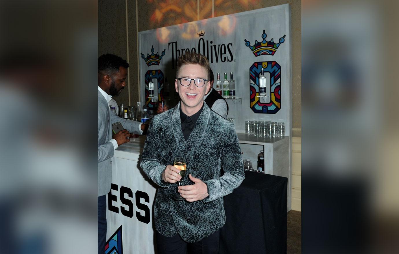 Tyler Oakley toasts with Three Olives Vodka in support of The Trevor Project at TrevorLIVE Gala