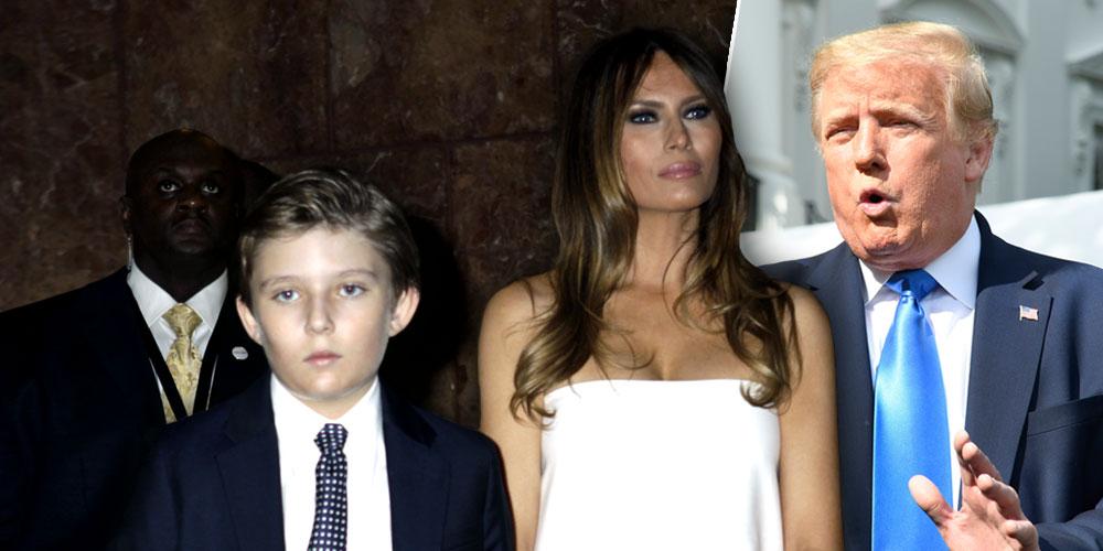 Barron Trump with Melania Trump; Donald Trump