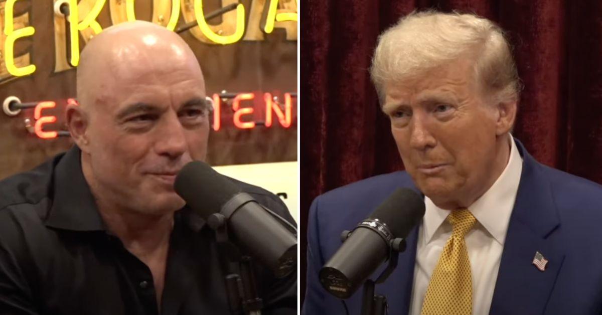 Composite photo of Joe Rogan and Donald Trump. 