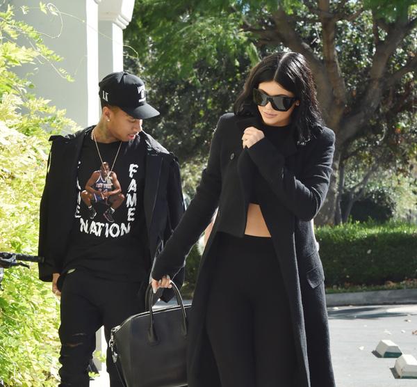 Kylie Jenner And Tyga Arrive To Celebrate Kim&#8217;s 35th Birthday Party At The Westlake Cinemas