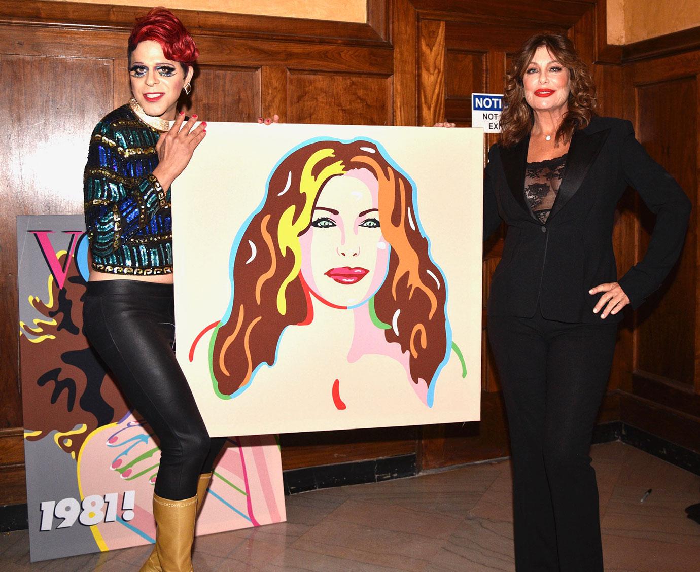 Kelly LeBrock &amp; Sham Ibrahim with Portraits Art Hearts Fashion