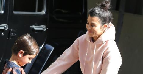 Kourtney Kardashian and son Mason arrive to his art class