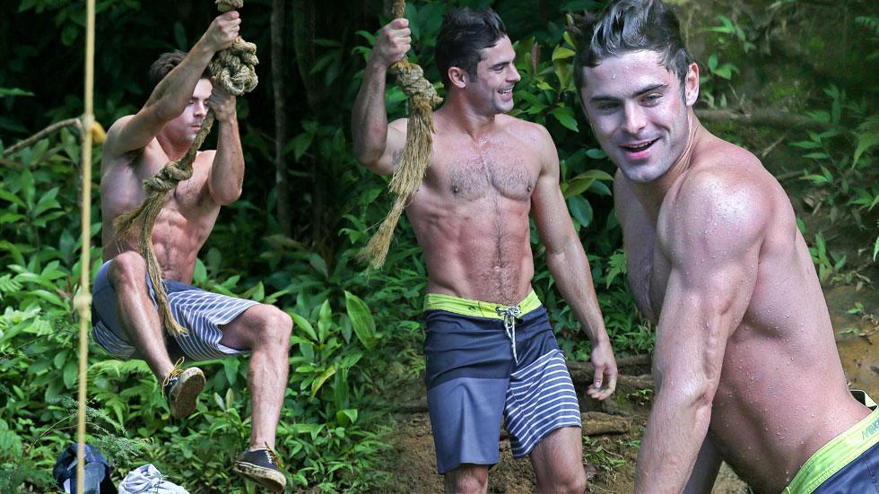 Zac efron shirtless muscles bathing suit lake